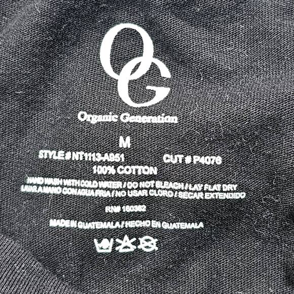 Organic Generation Bloom Wildly mushroom black tee shirt top toadstoal  Medium - Picture 5 of 5